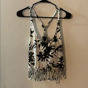 Black and White tie dye crop